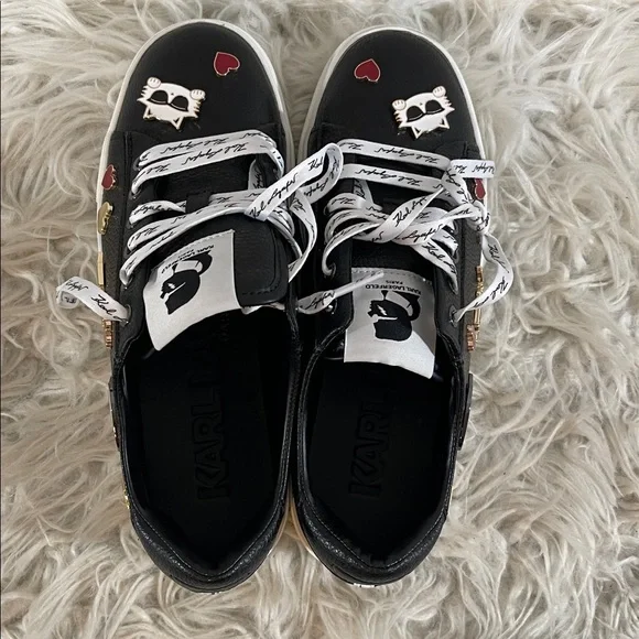 KARL LAGERFELD PARIS CATE PINS LACE UP LEATHER SNEAKER SIZE 7 - Picture 7 of 14